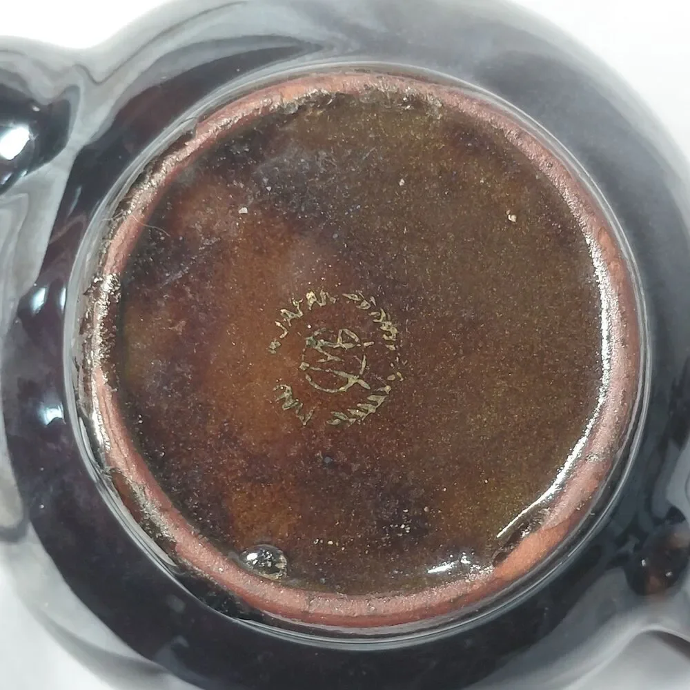 Vintage Japanese Moriage Redware Teapot Brown Betty Gold Backstamp Export 7